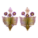 Set of 2 "Grand Hotel" sconces by Barovier & Toso, Murano, Italy, 1950s. Murano glass from Venice with gold dust and purple-coloured glass flowers