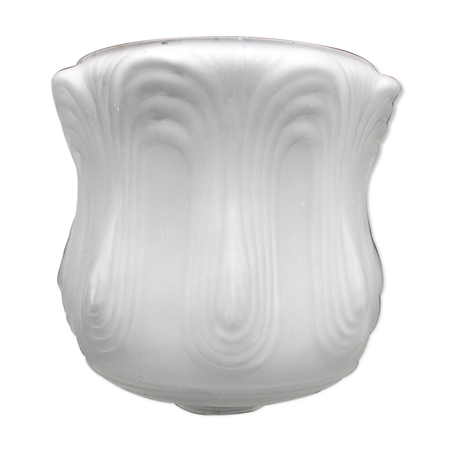 Art deco, vintage frosted white glass globe, swirl design light shade