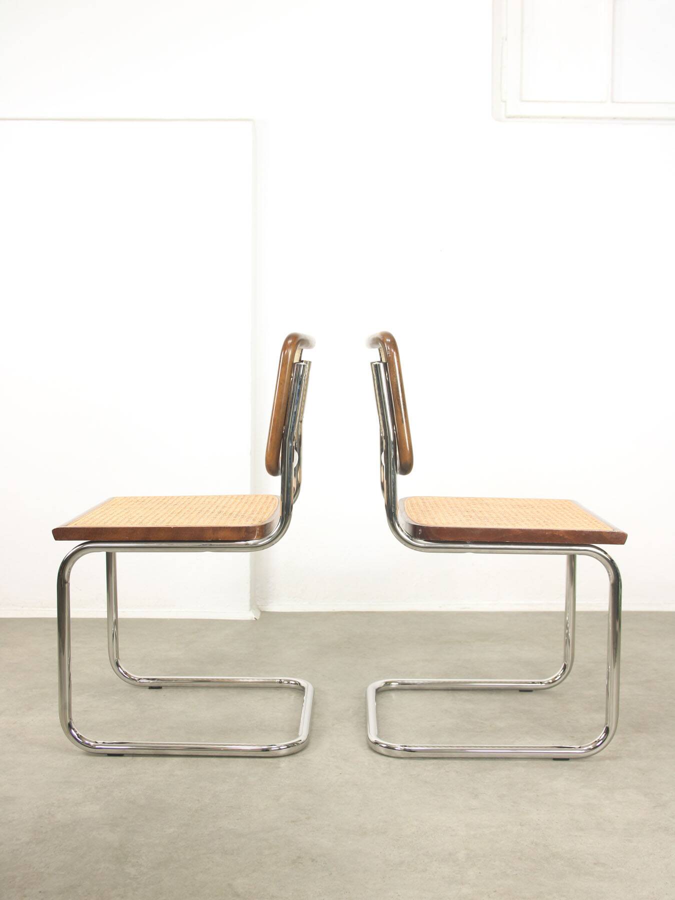 Pair of vintage Cesca B32 brown chairs by Marcel Breuer