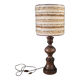 Grande lampe vintage pied bois abat-jour laine bouclettes - Ref 1025