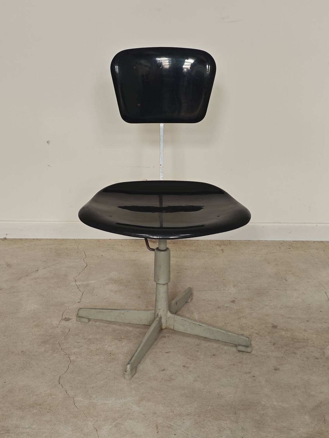 Adjustable industrial chair metal Czechoslovakia 1960