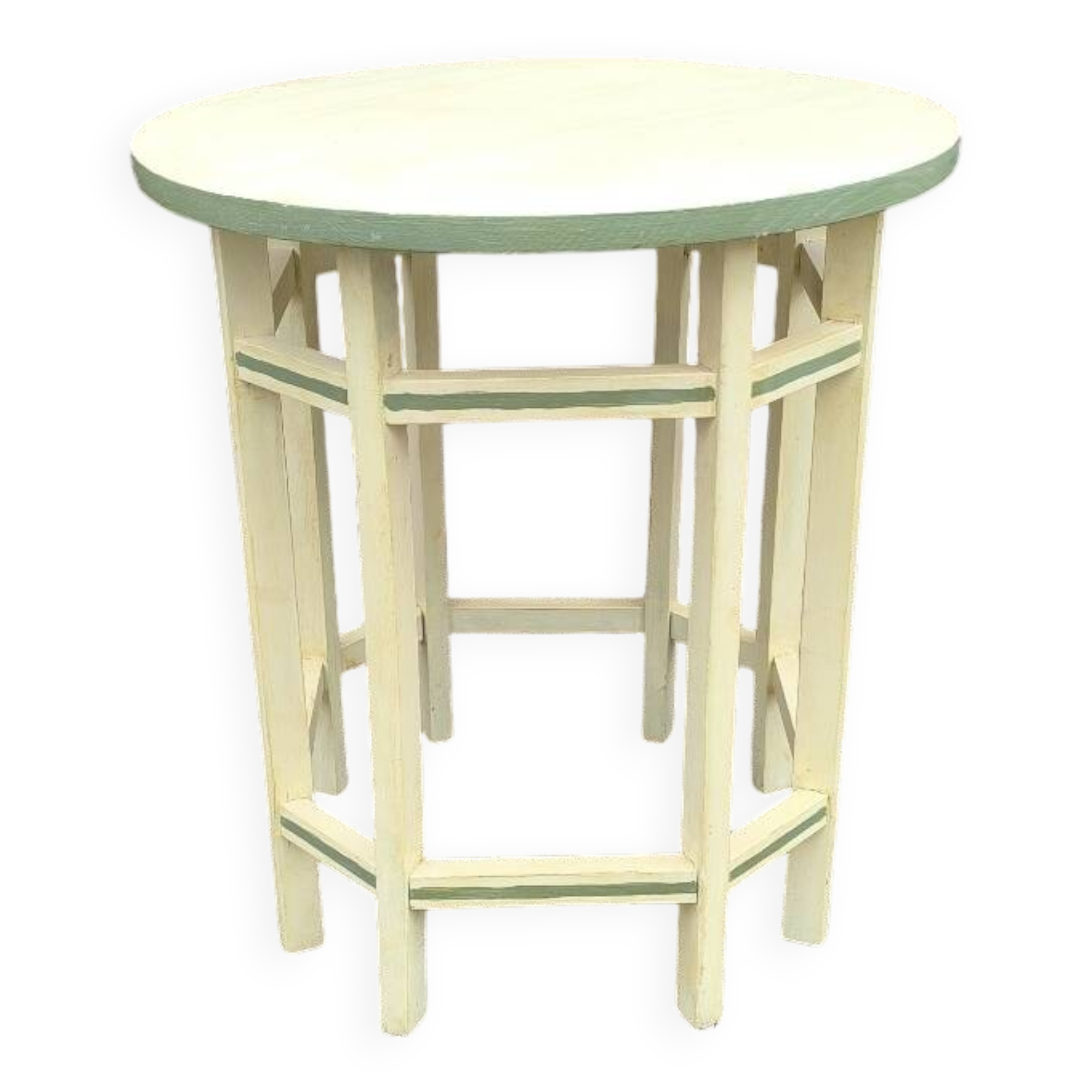 Yellow and green patinated pedestal table by a local artist