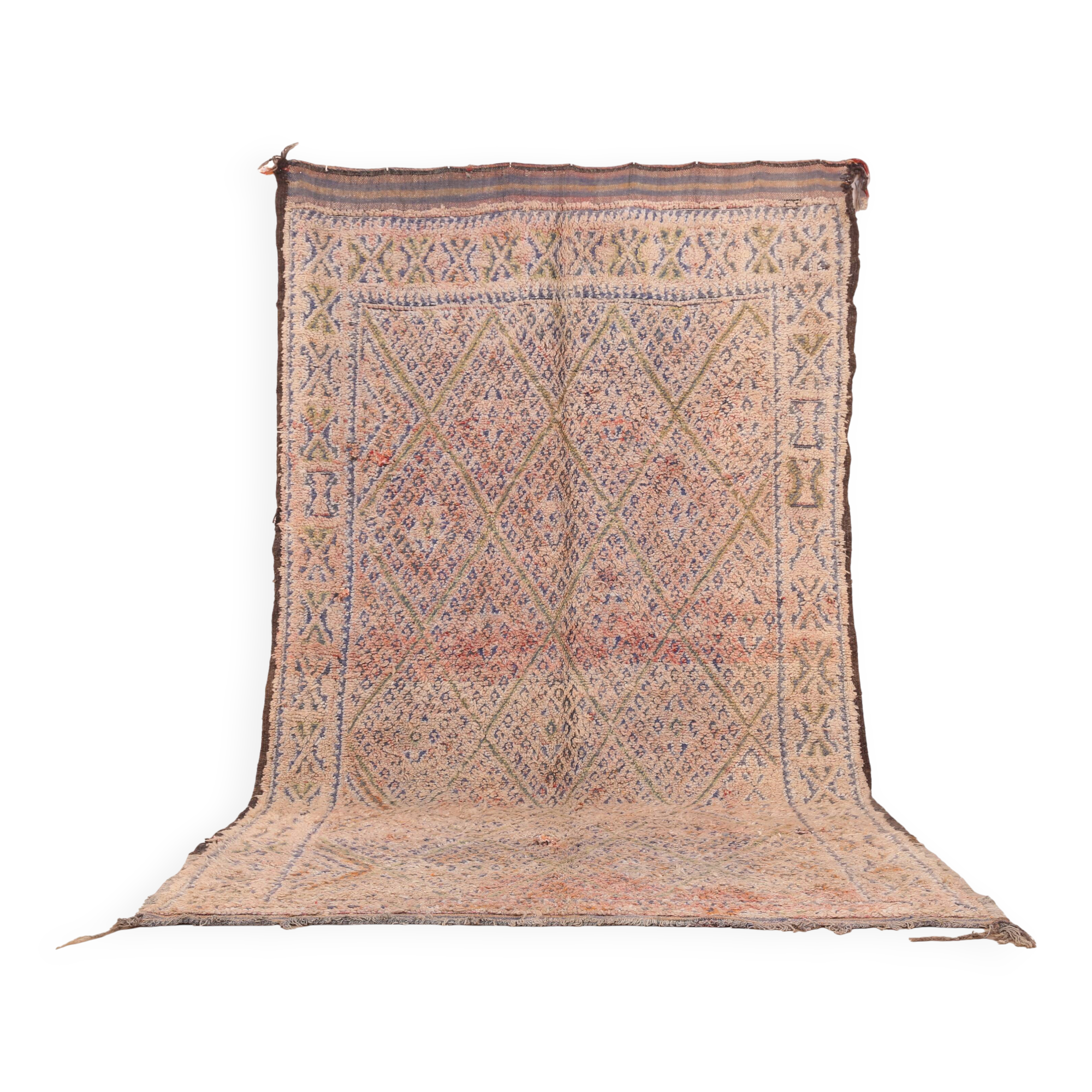 Vintage Moroccan Wool Rug 192 x 328 cm, Handmade Berber Rug, Bohemian Rug