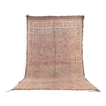 Vintage Moroccan Wool Rug 192 x 328 cm, Handmade Berber Rug, Bohemian Rug