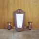Vintage wooden wall light, wall light with art deco mirror