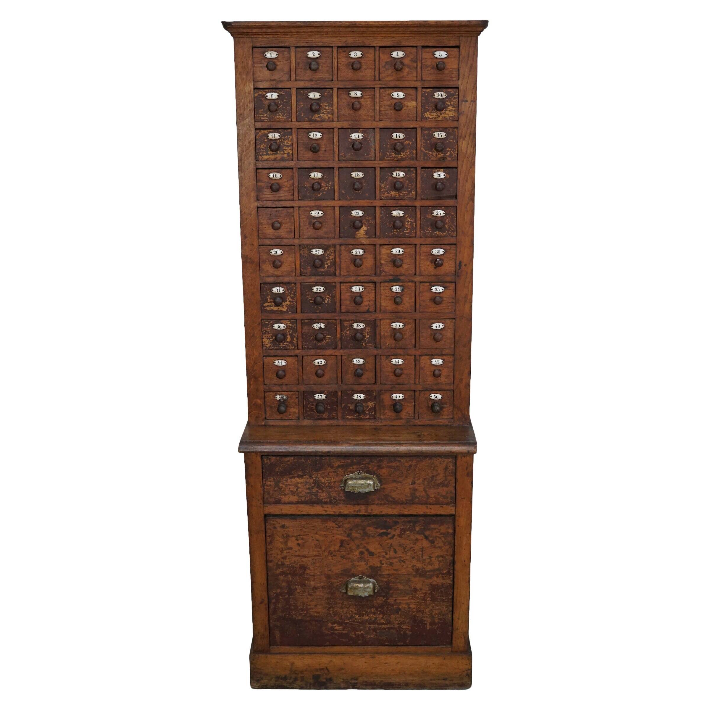 Jeweller's / Watchmaker's Cabinet in French Oak, Early 20th Century
