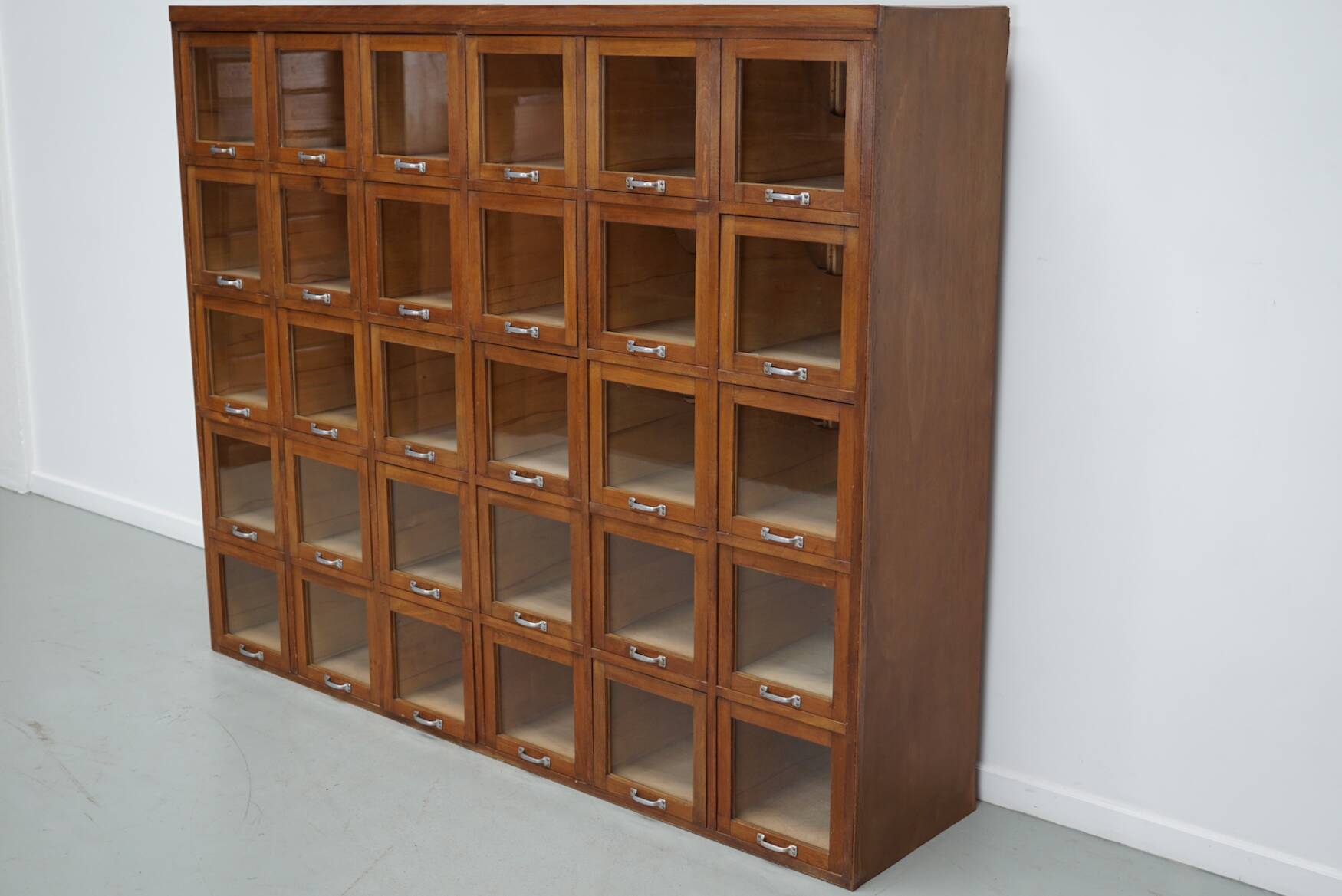Vintage Large German Beech Haberdashery Shop Cabinet / Vitrine, 1950s