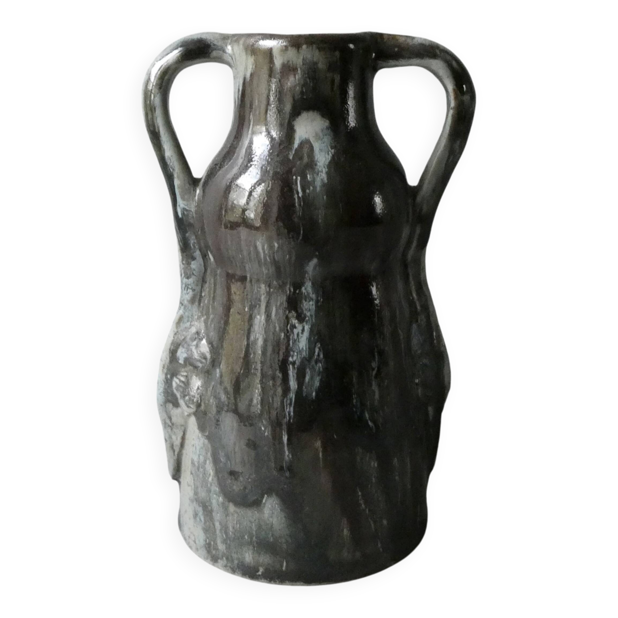 Signed glazed stoneware vase, Georges Max Claudet, Art Nouveau style