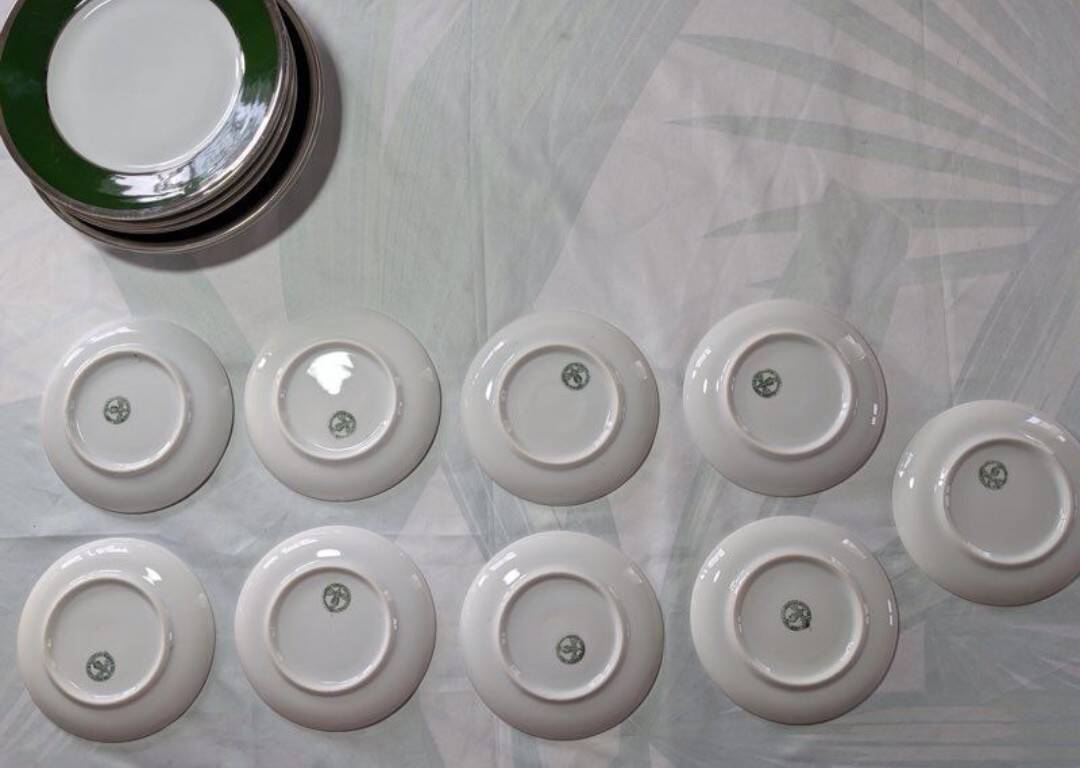 Antique service 31 pieces – S.P.M. Walküre Bavaria – Empire Green & lace