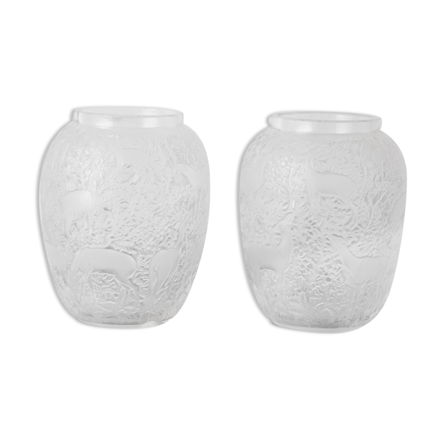 Paire vases modèle Biches Lalique
