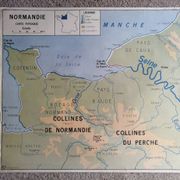 Vintage school map mdi FRANCE Normandy Paris Basin