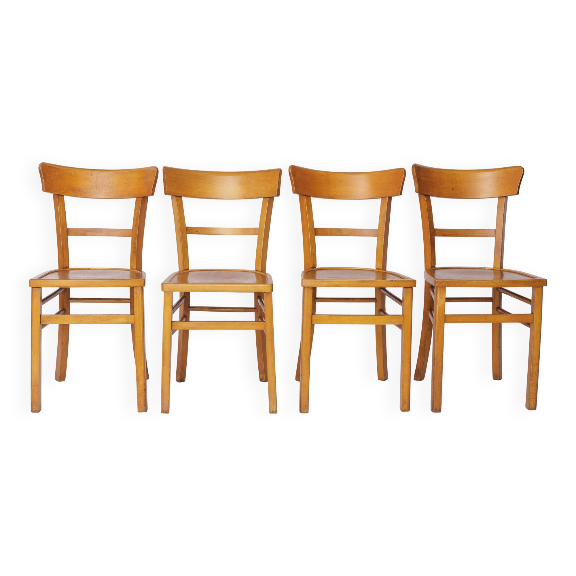 Set of 4 Vintage Frankfurter Chairs, 1960s German Dining Chairs, Beech Wood