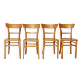 4 chaises bistrot Frankfurter en bois de hêtre, années 1960