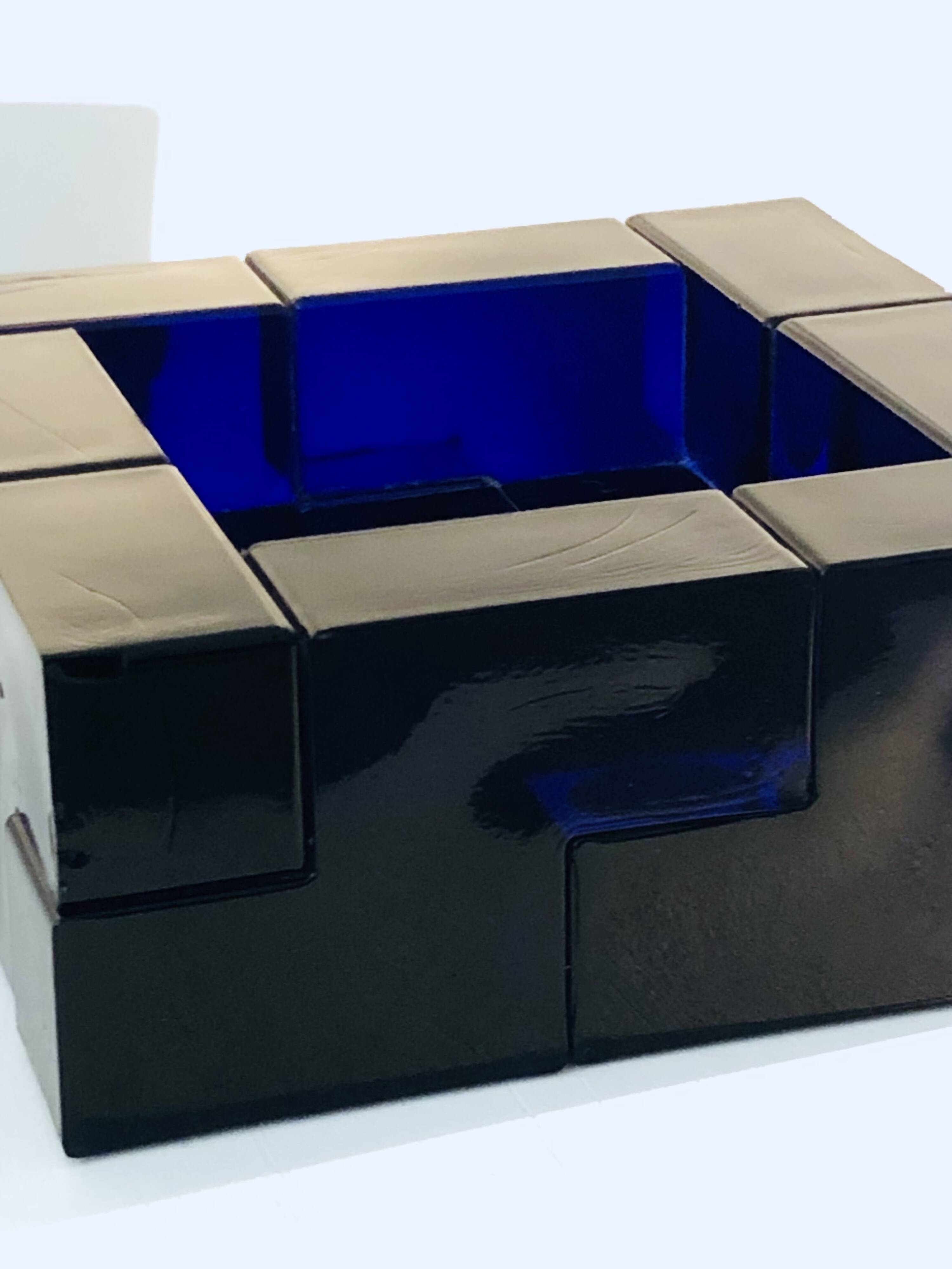 Blue Murano glass centerpiece, Italy 1960s