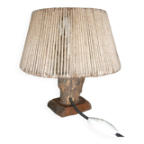 Lampe brutaliste des années 60 en bois et corde