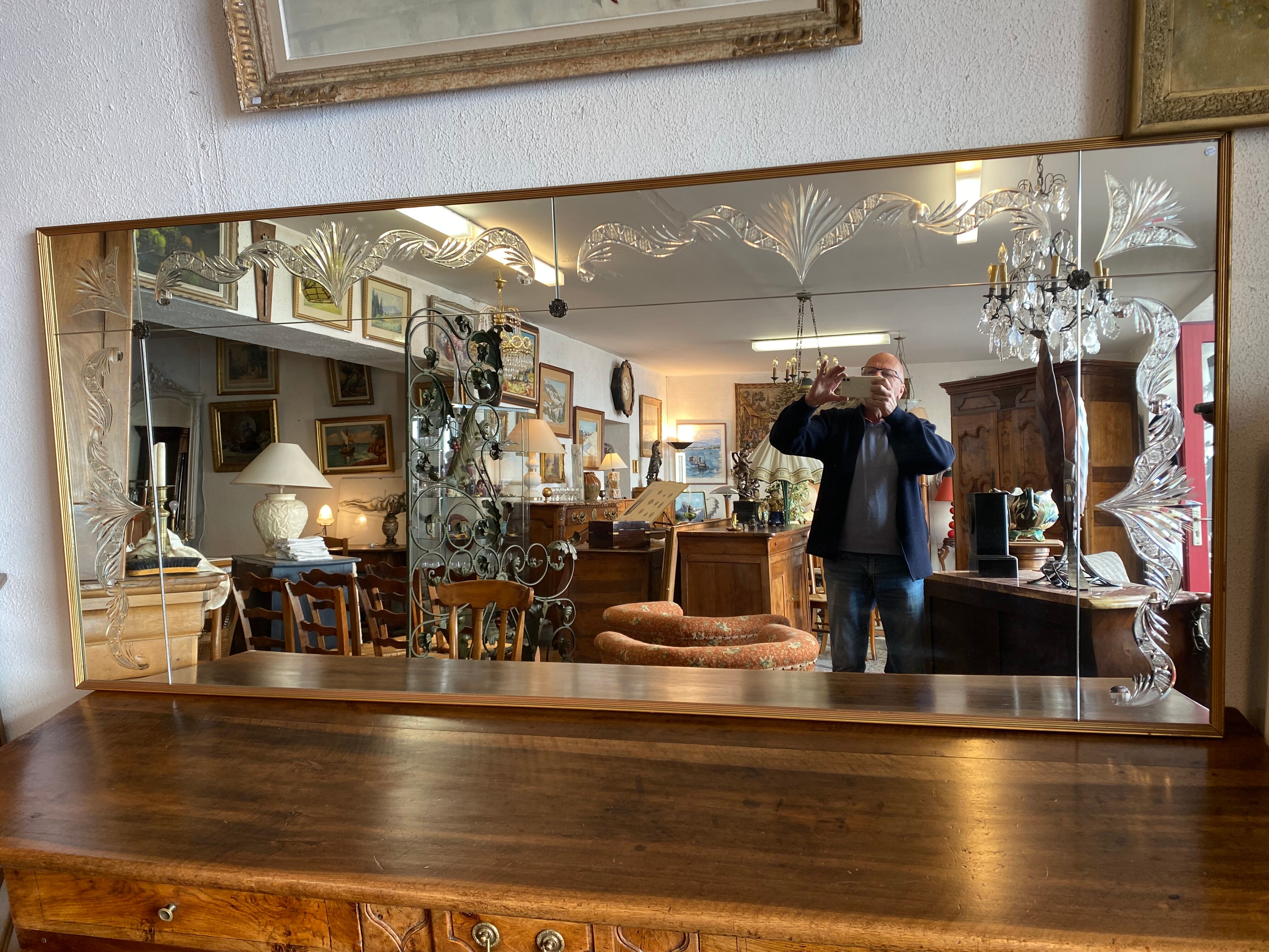 Brewery mirror, hollow engraved glass, perfect condition