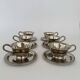 Set of 6 Antique Early 20th Century Silver Plated Coffee Cups With Sau