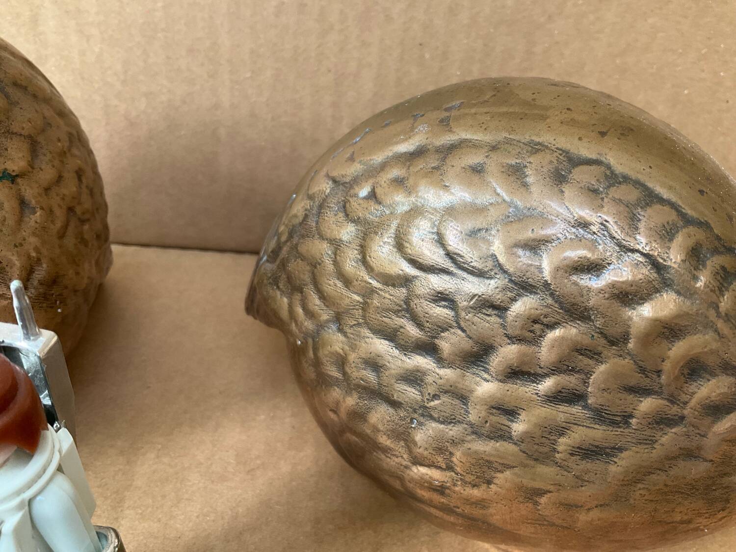 Pair of Art Deco copper quails