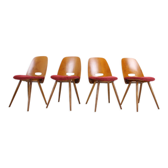 4 chaises de salle à manger des années 1960 par Frantisek Jirak pour Tatra