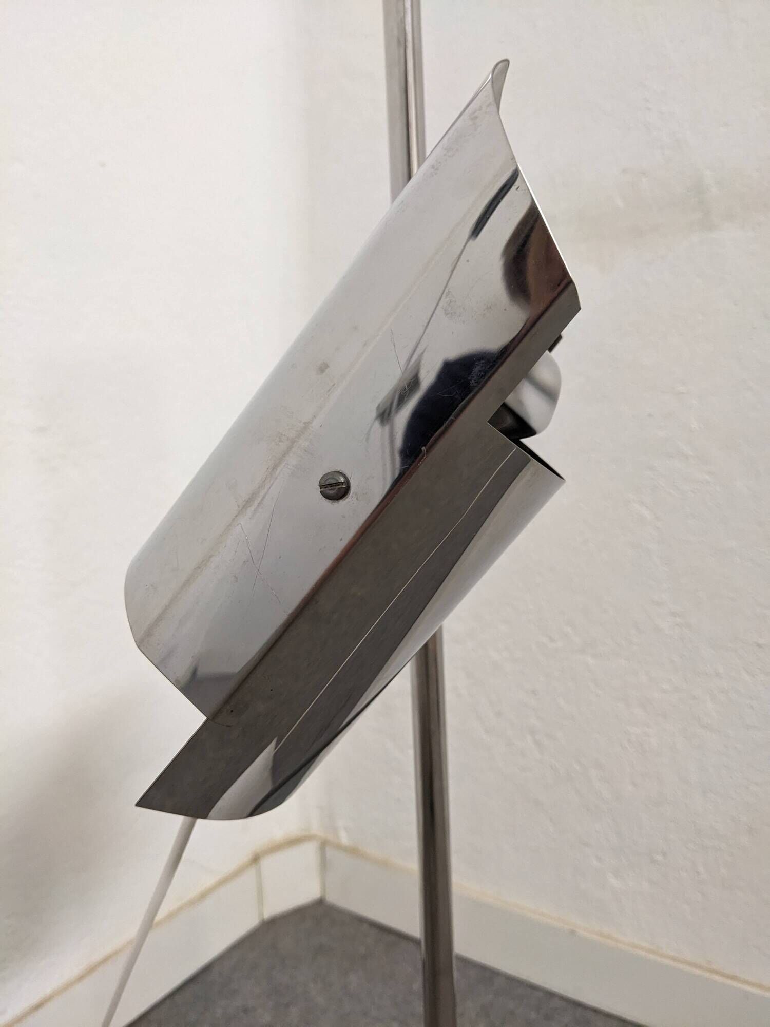 Space Age floor lamp with 2 chrome metal spotlights from the 60s/70s