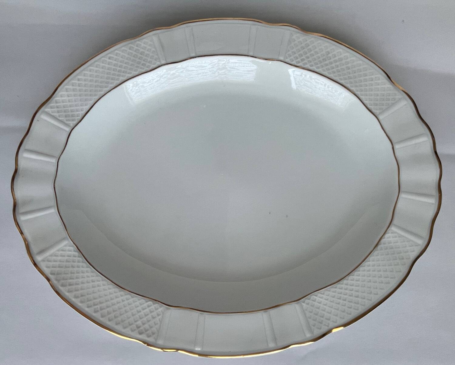 Oval white porcelain serving dish