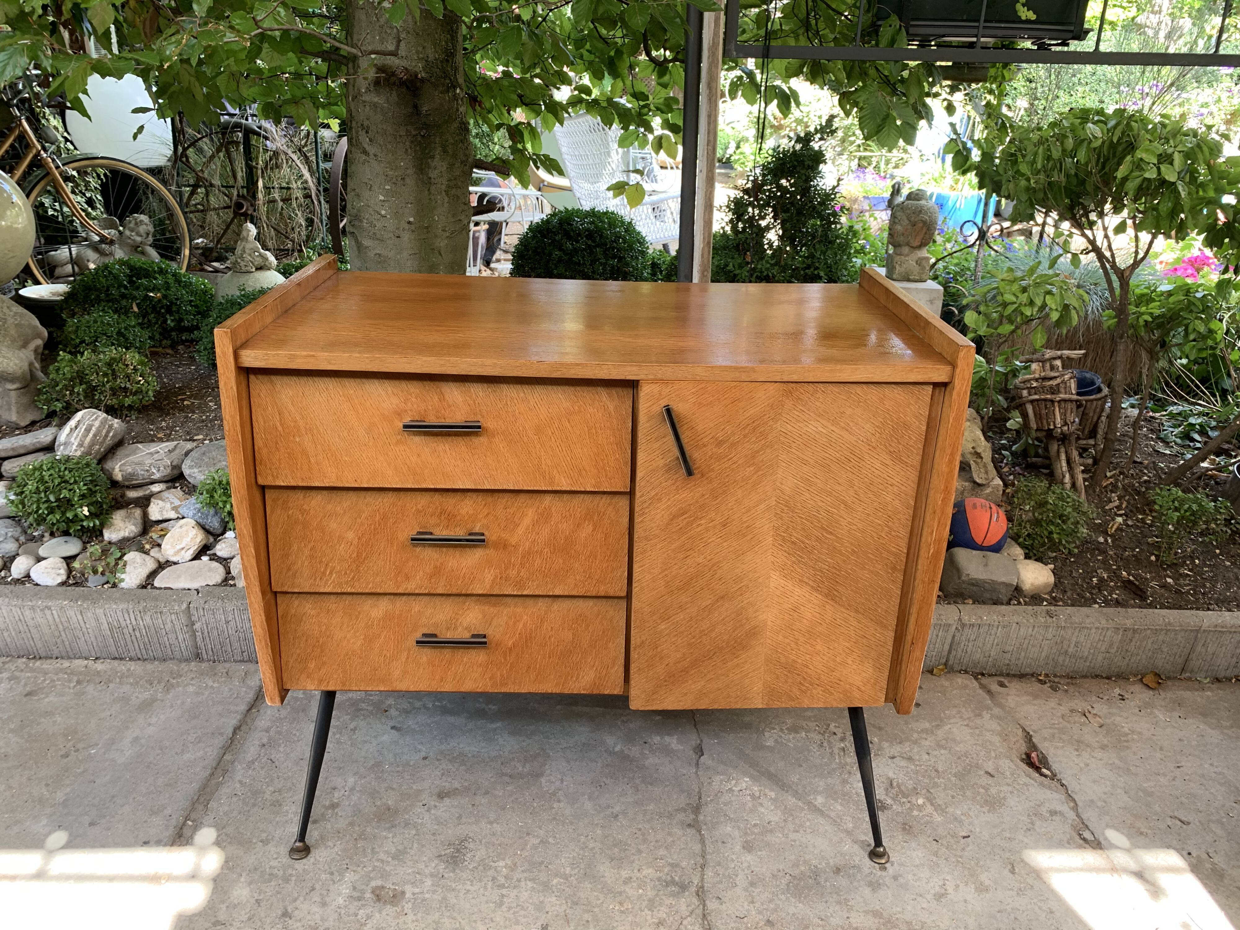 Buffet commode pieds compas 50’s
