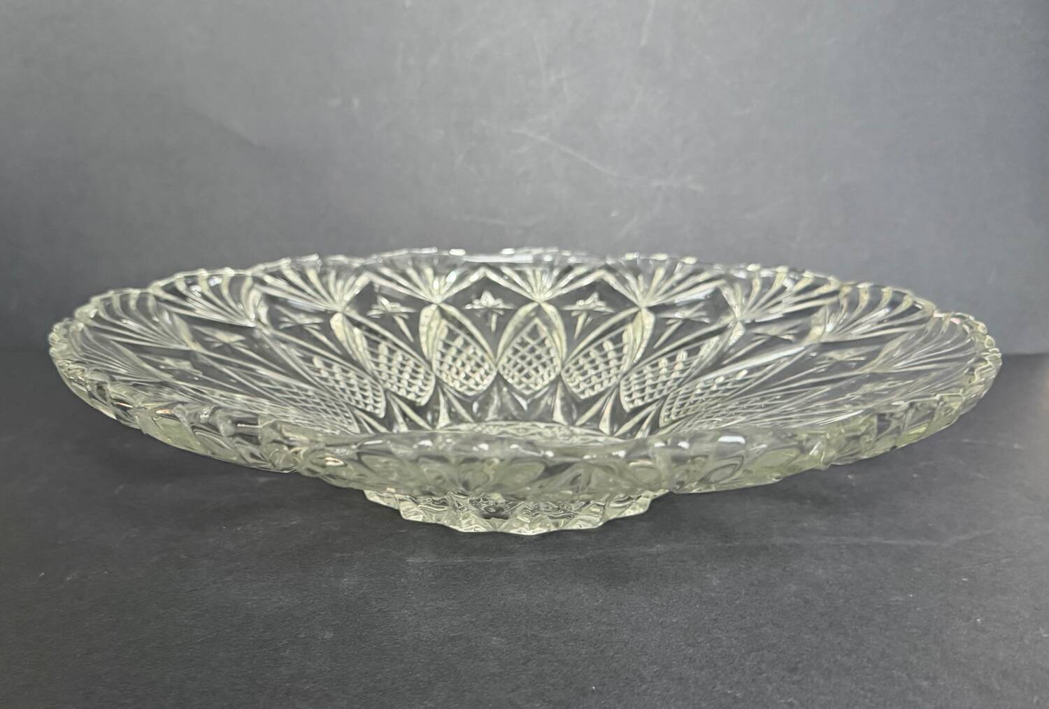 Large antique moulded glass bowl