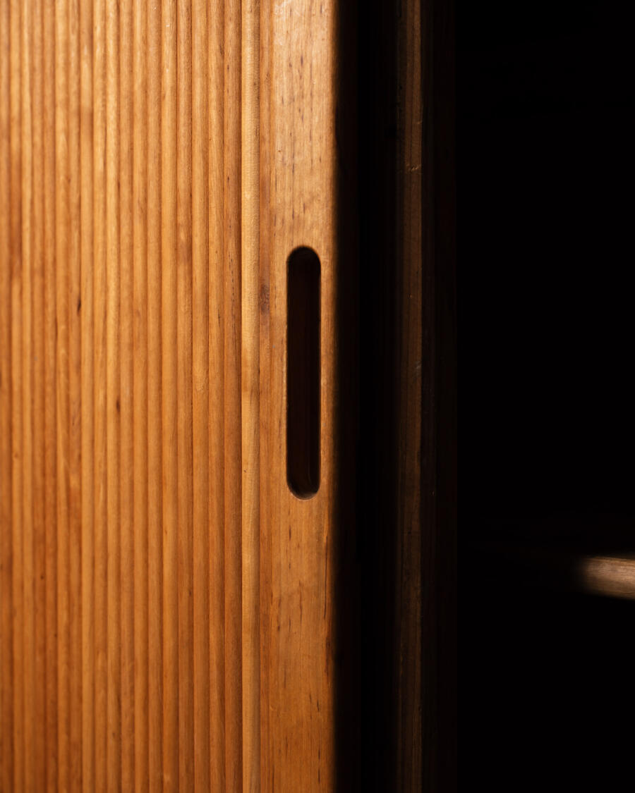 Grocery cabinet with curtain