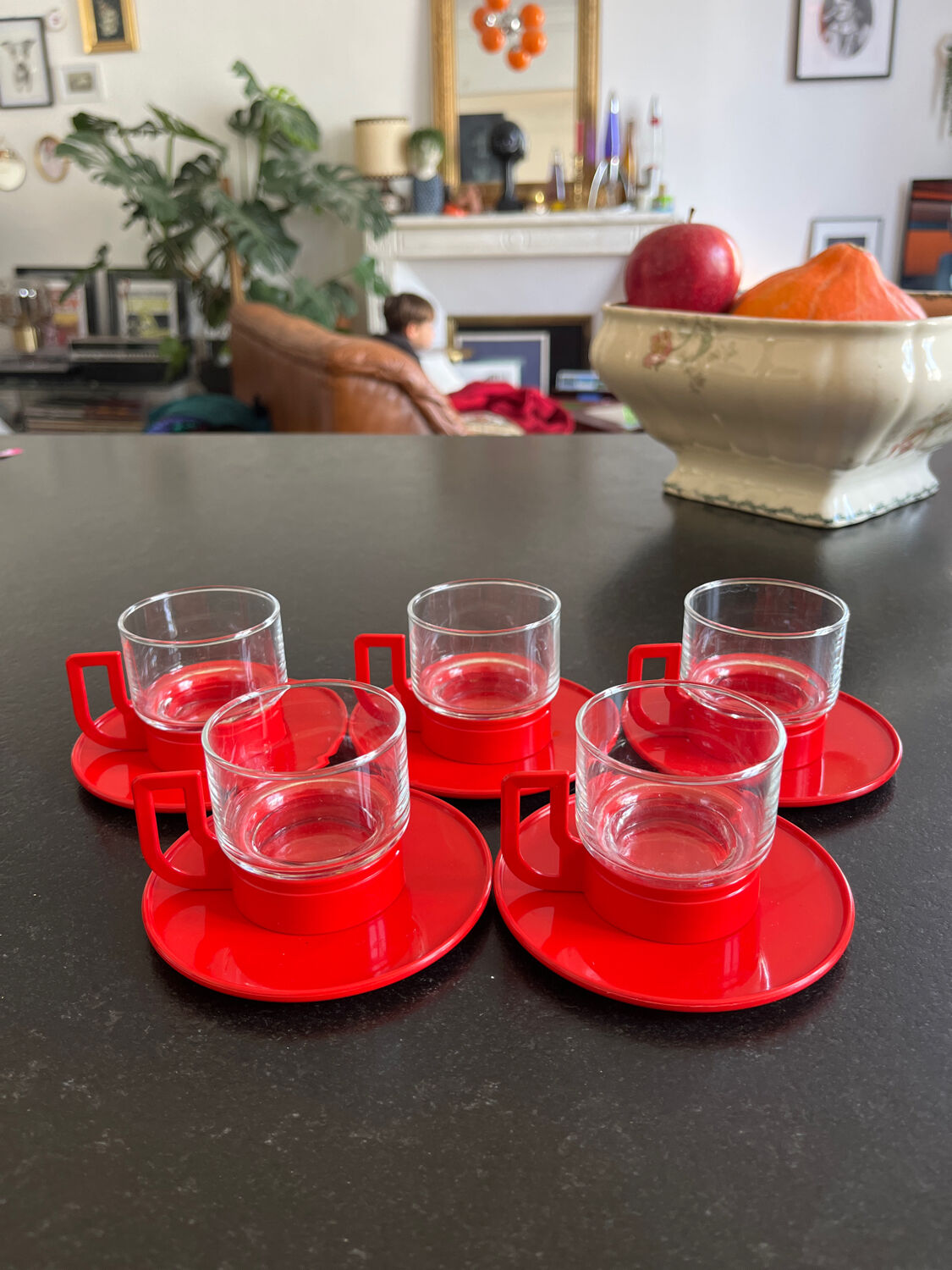 Set of 5 cups and under cups Moulinex