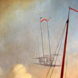 Large canvas, naval combat scene, post-revolutionary