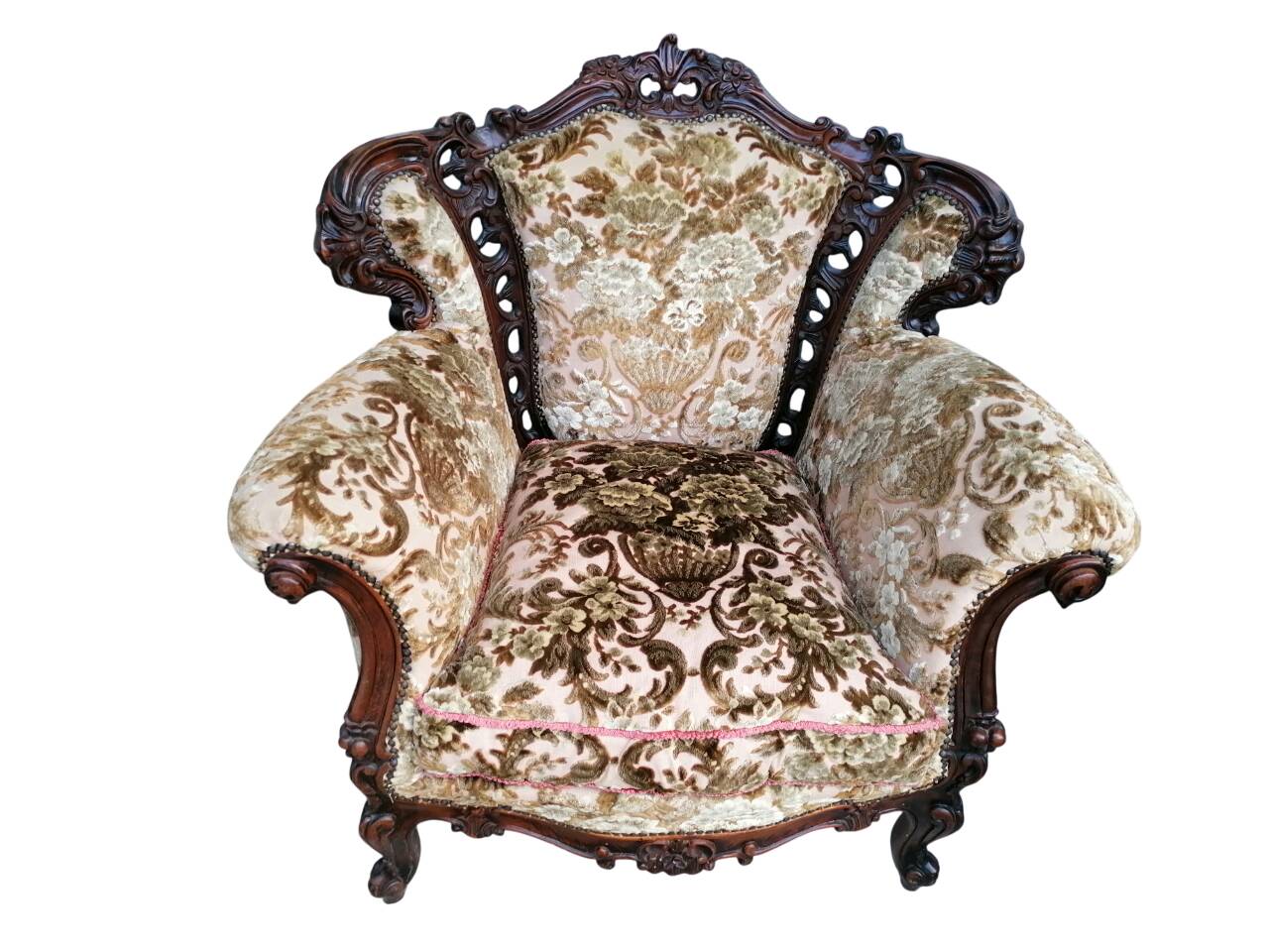 Divano et poltrone en style baroque piémontais en legno intagliato a mano e