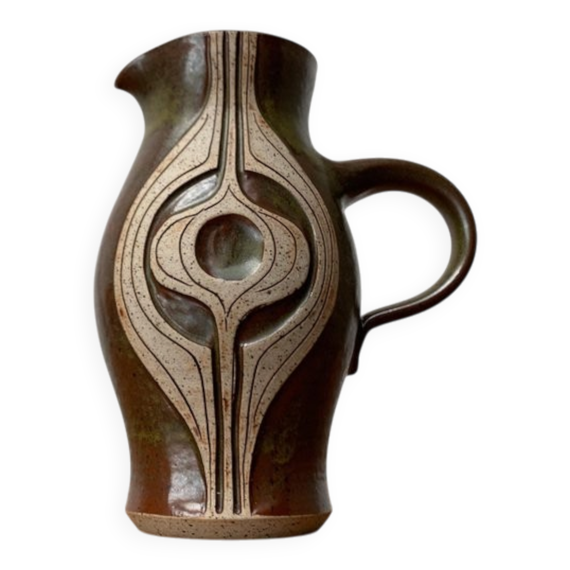 A studio pottery jug from the mid-century by Marianne Stark for Michael Andersen, Bornholm, 1960s.