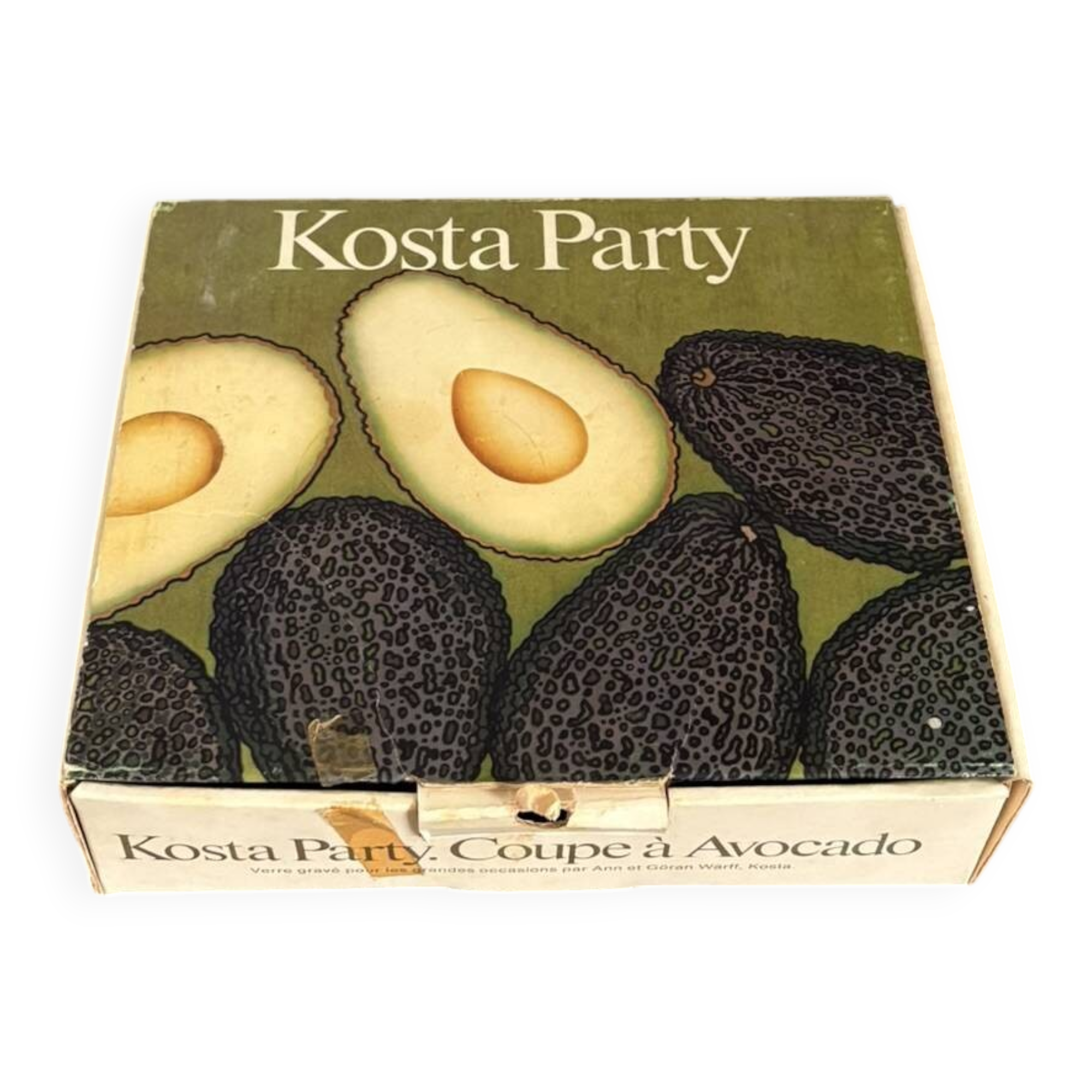 Vintage Avocado Coupe Glass KOSTA Party Engraved