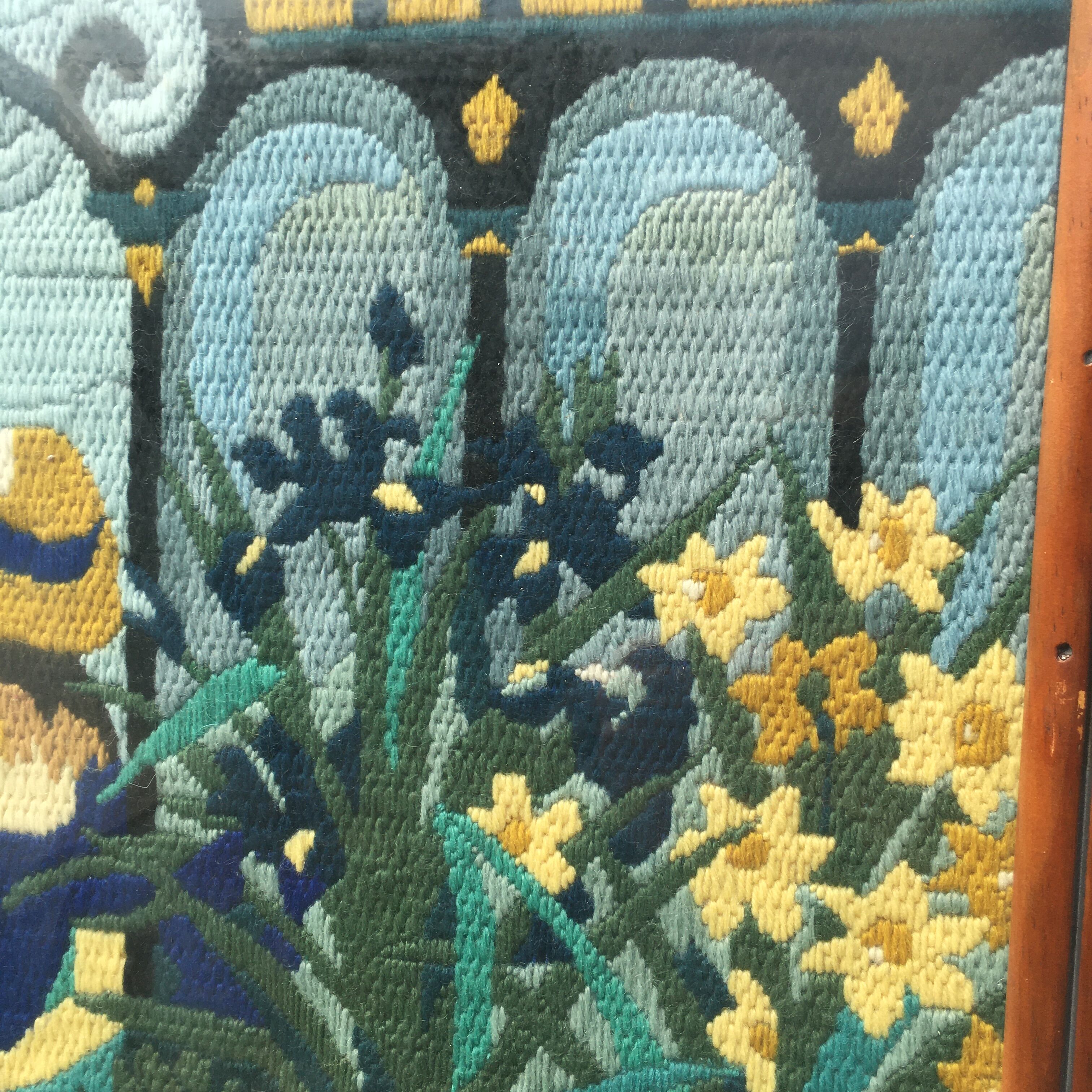 Framed tapestry "the blue lady"