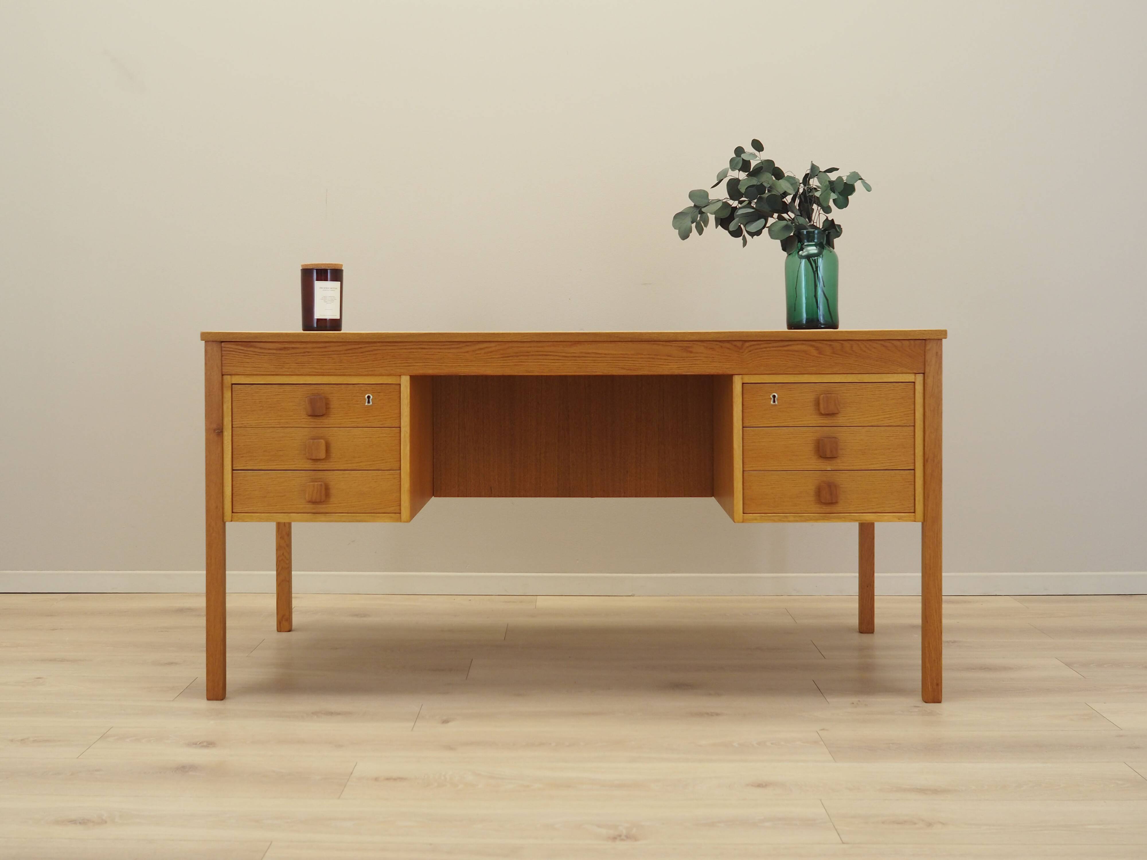 Ash wood desk, Danish design, 1970s, manufacturer: Domino Møbler