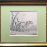 Portrait de deux chiens, tableau, dessin
