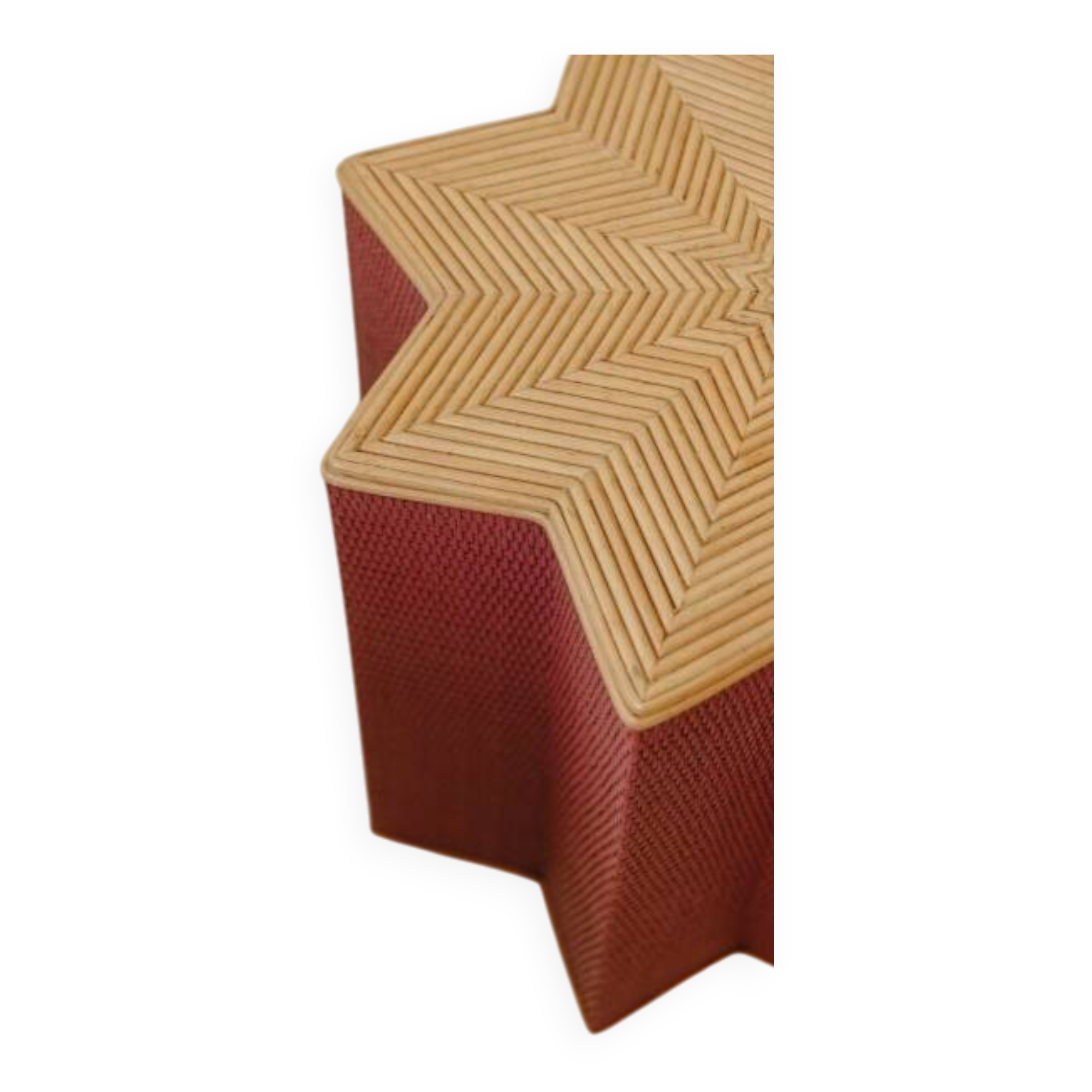 Small star-shaped side table in pink rattan