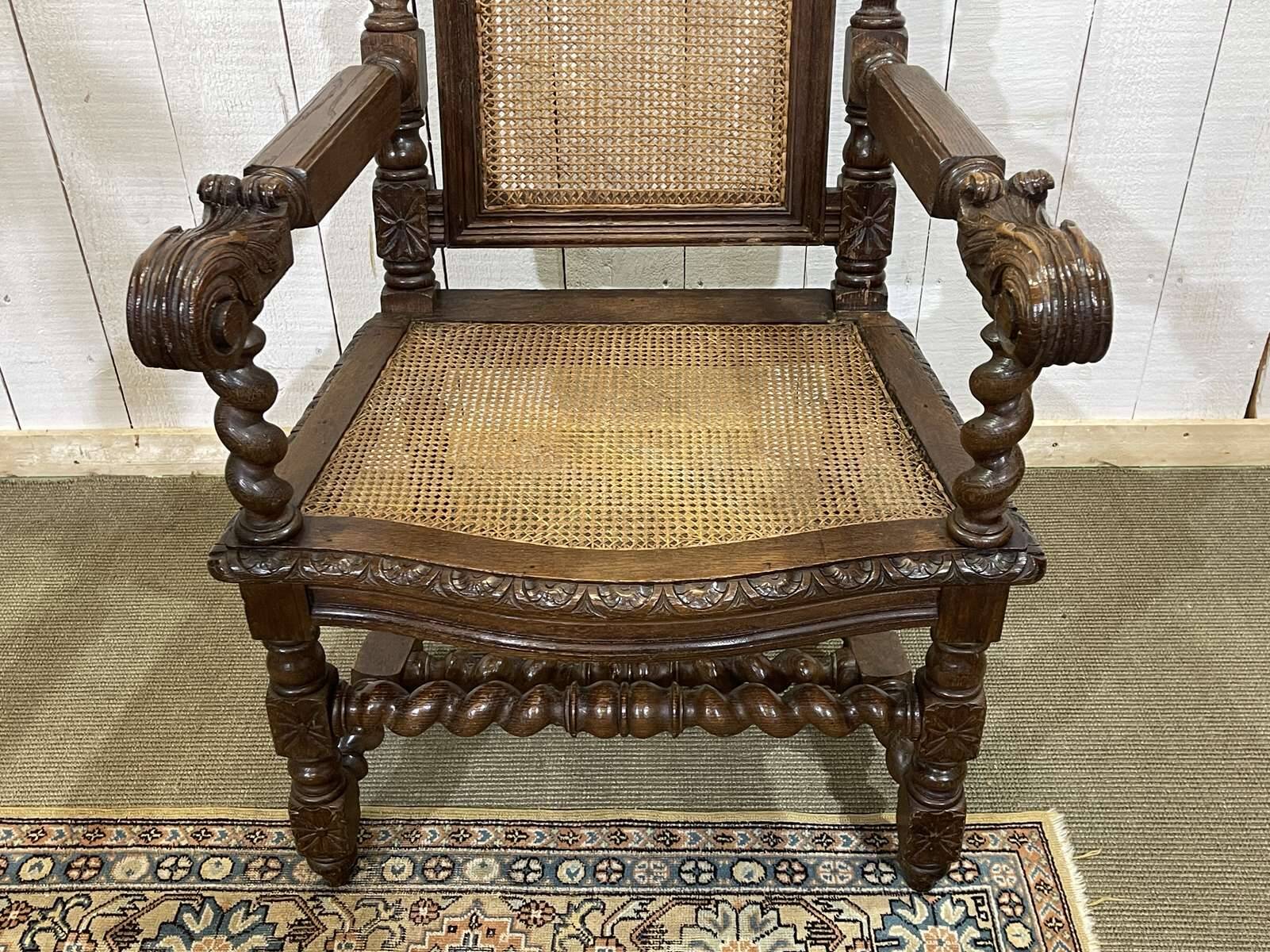 Louis XIII style armchair in oak - early 20th century