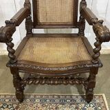 Louis XIII style armchair in oak - early 20th century