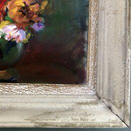 Still life "Bouquet and vase green ball"