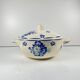 Half-porcelain soup tureen from Badonviller, blue flower pattern, early 20th century.