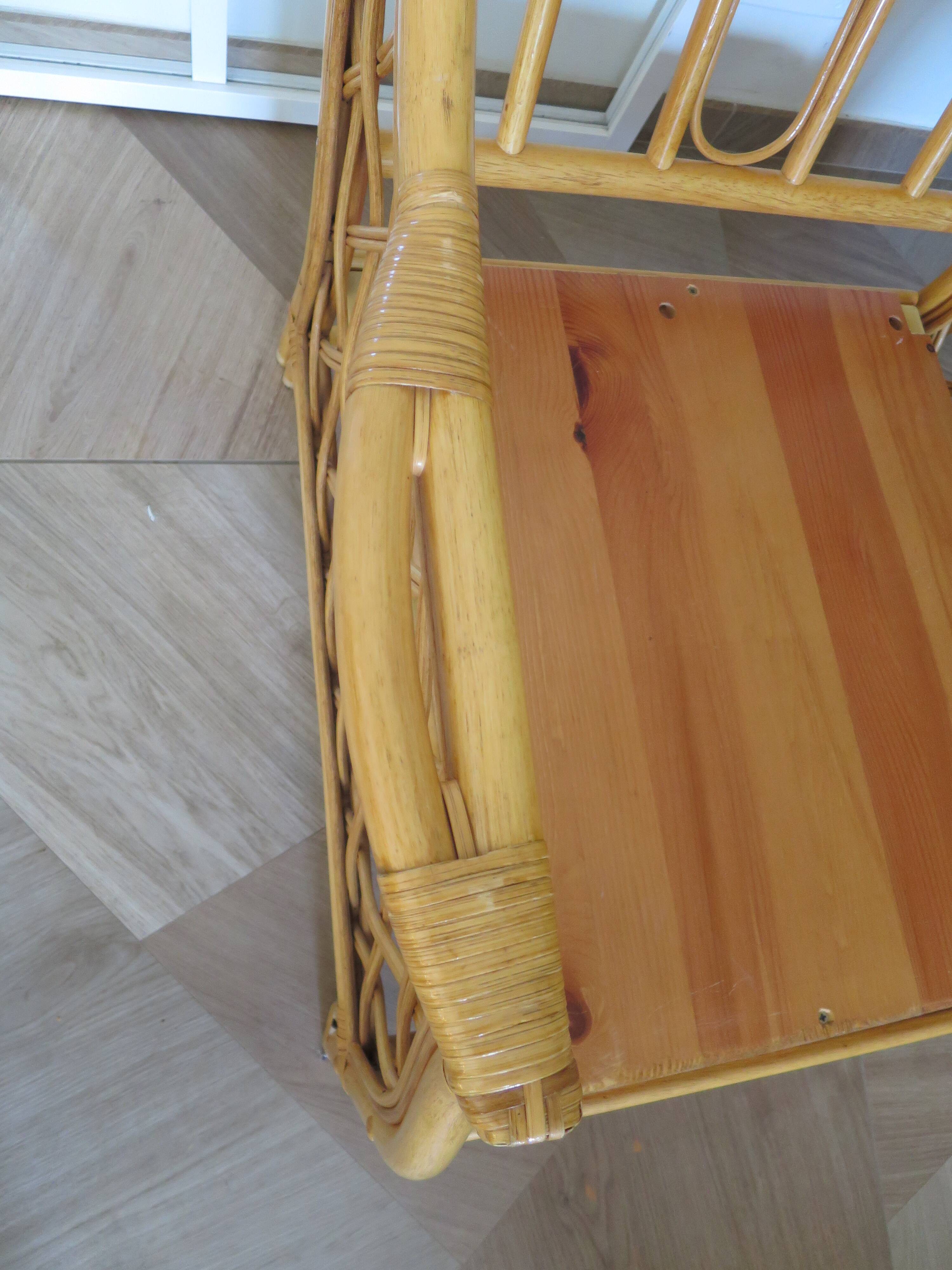 Vintage - Set of 2 woven rattan, bamboo and wood armchairs - Natural colour - 1980s