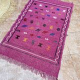 Handmade Berber wool rug: Moroccan Kilim Boho floor rug