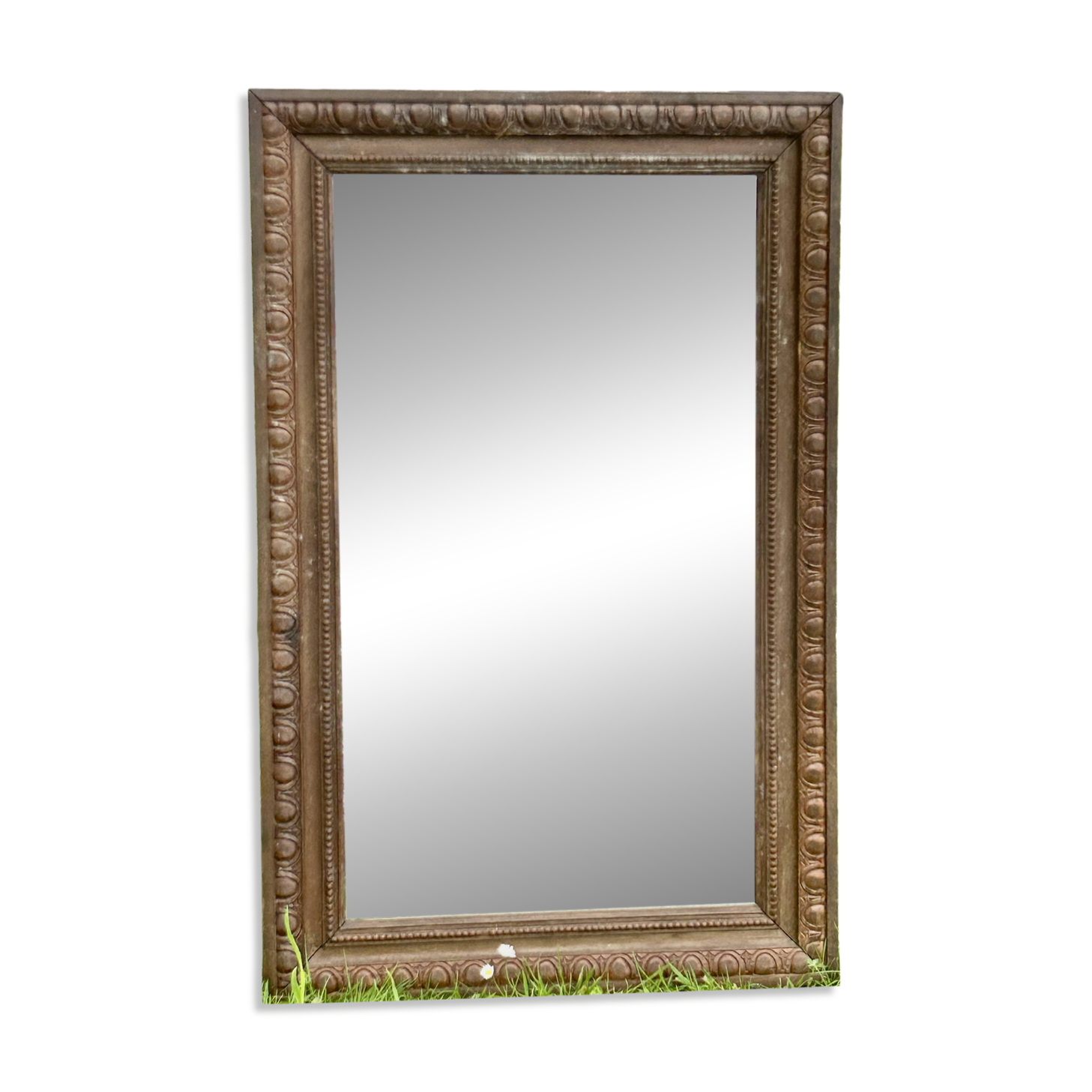 Large antique moulded wooden mirror 61 x 94 cm