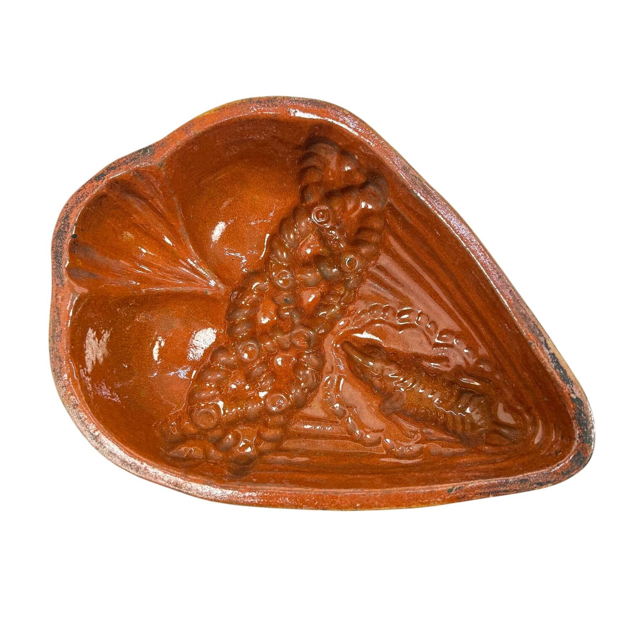 Moule à pâté en terre cuite française antique