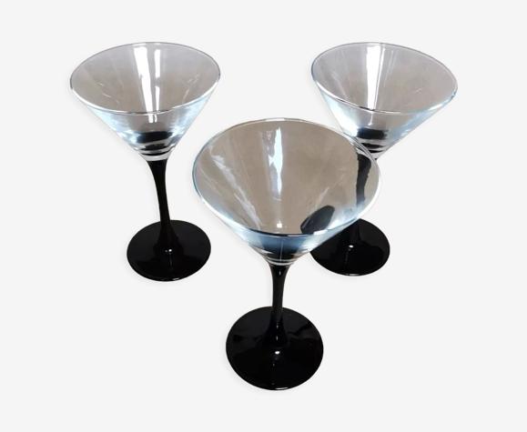 Set de 3 verres à martini ou cocktail pied noir | Selency