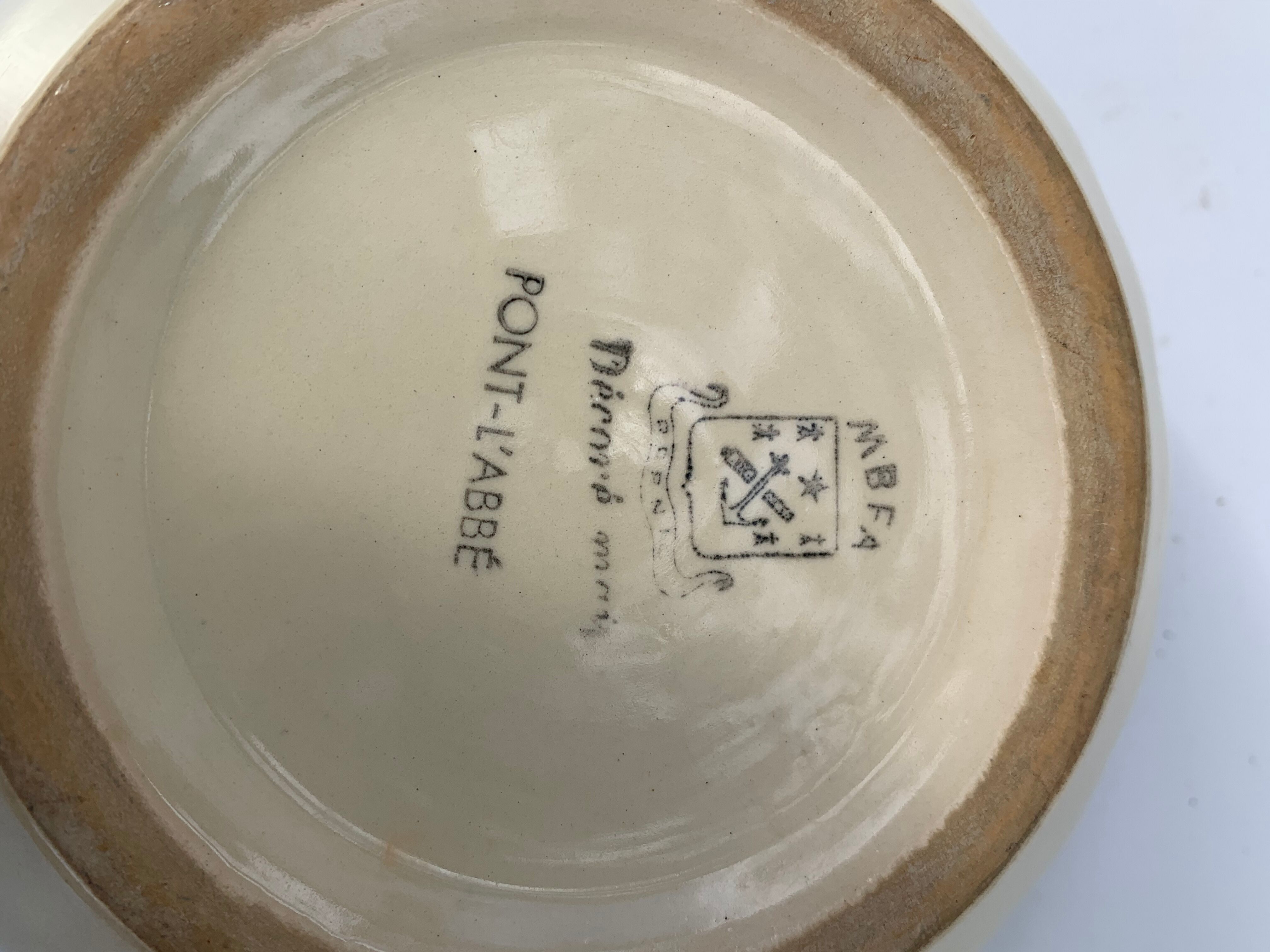 4 nesting salad bowls in enameled ceramic mbfa pont l abbé decorated vintage hand