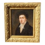 19th C. Portrait Painting Young Man Gentleman Antique