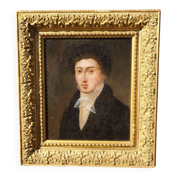 19th C. Portrait Painting Young Man Gentleman Antique