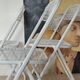 Set of 3 vintage white lacquered metal folding chairs Talin (Italy 70s)